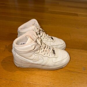 Cream / white Nike Air Force 1 High-Top Sneakers